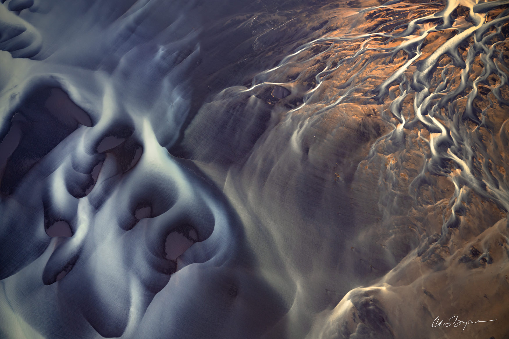 YIN & YANG Two rivers in Iceland converge in this delta region, each with unique formations and intriguing coloration. As they attempt to...